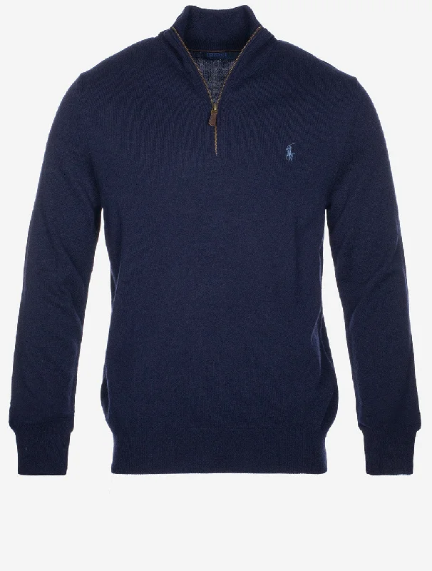 Wool Quarter Zip Jumper Cruise Navy