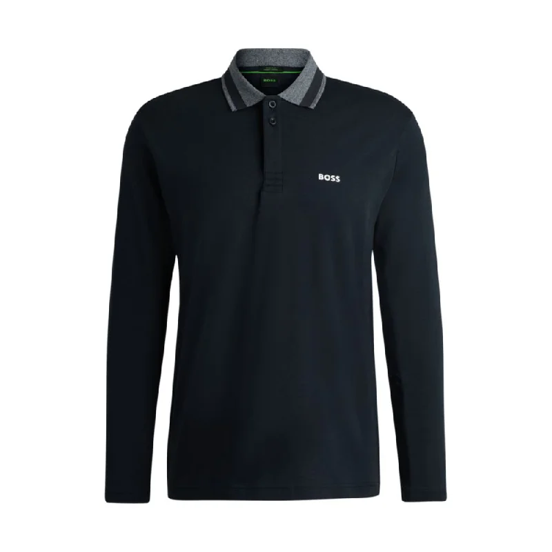 Interlock-cotton polo shirt with contrast logo