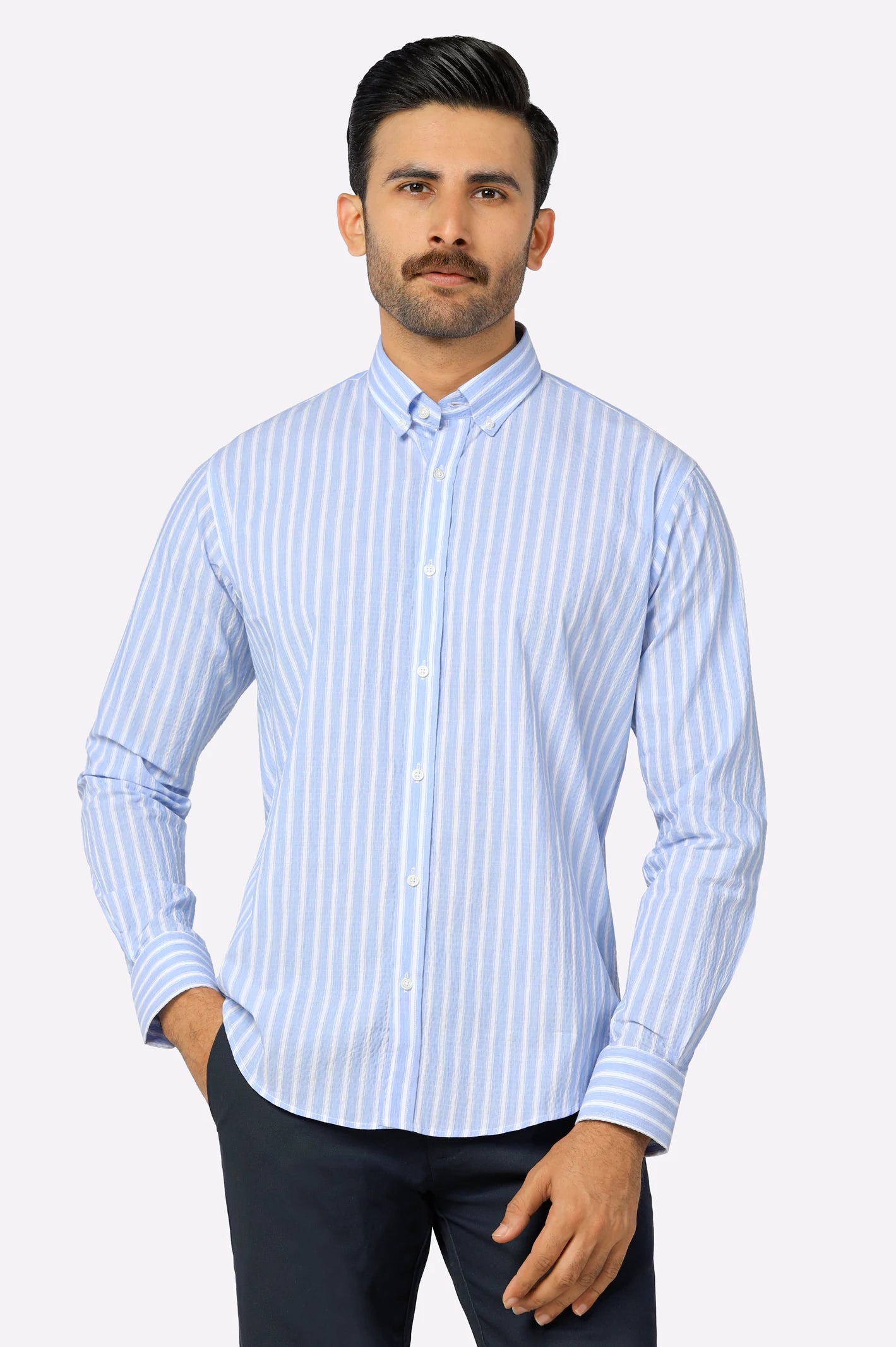 Sky Blue Stripe Casual Shirt