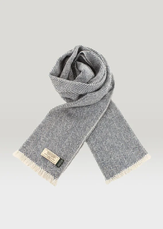 Mucros Donegal Scarf | Blue Herringbone