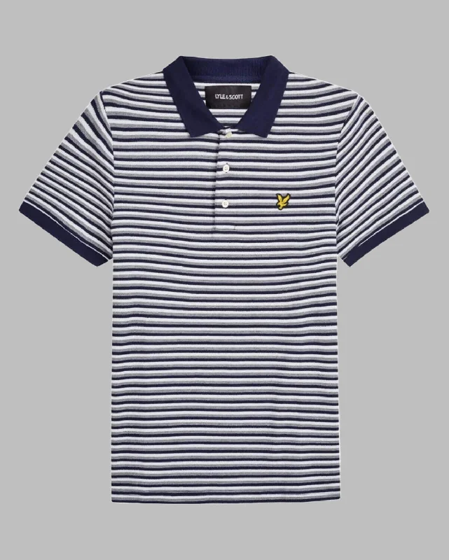 Lyle and Scott Polo Shirt Stripe Navy