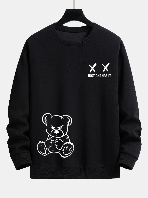 Bear Slogan Print Relax Fit Sweatshirt