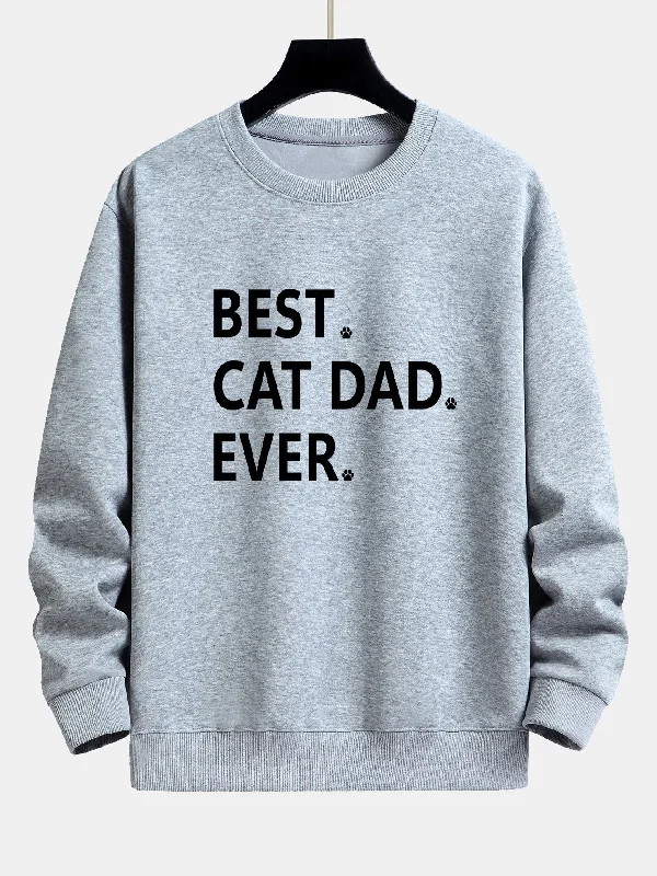 Best Cat Dad Ever Print Relax Fit Sweatshirt