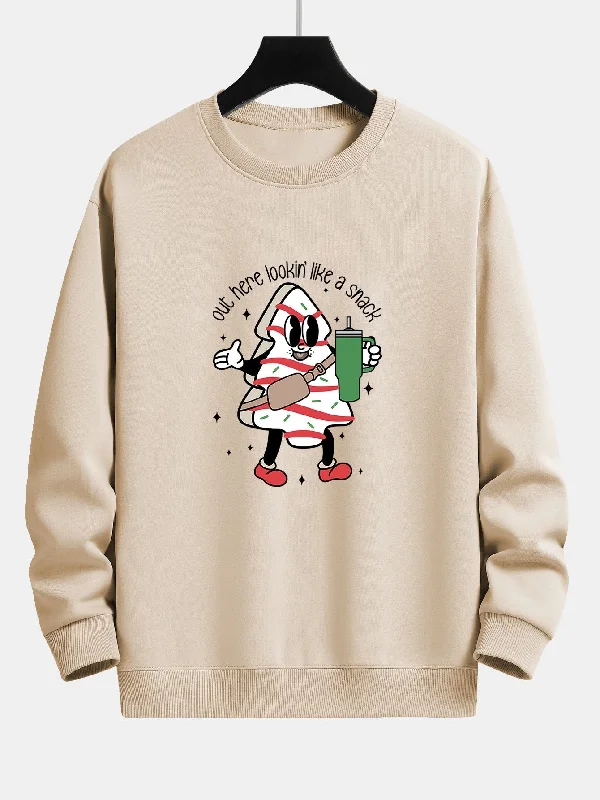 Christmas Cookie Man Print Relax Fit Sweatshirt