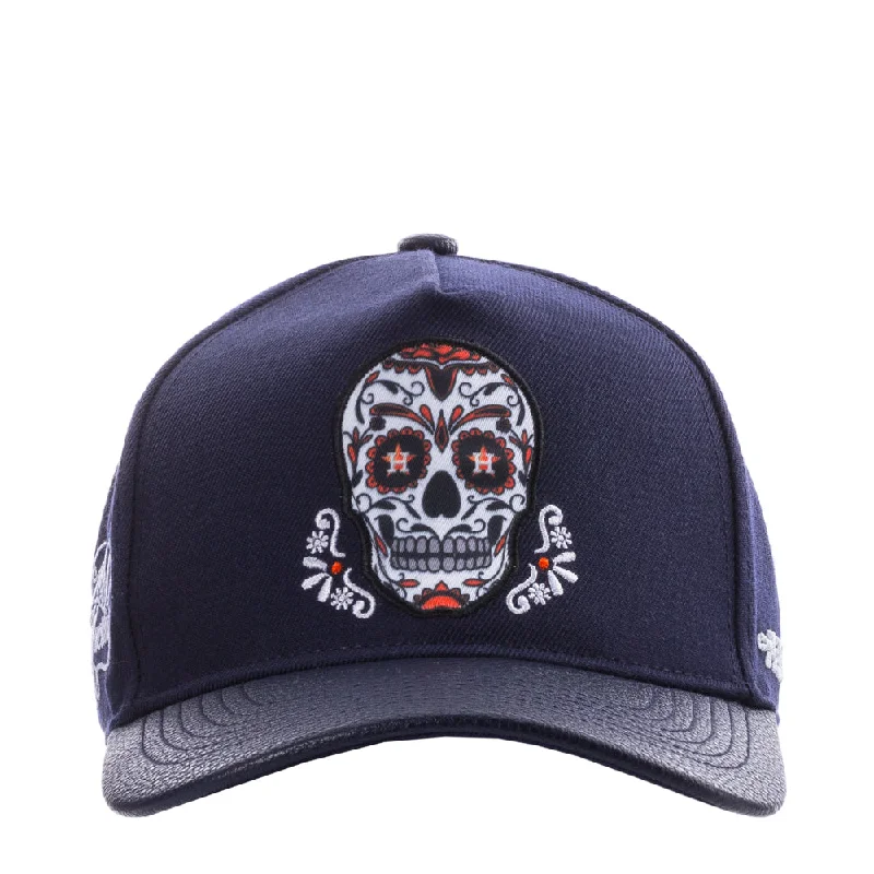 Astros Sugar Skull Wool Blend Pinch Front Strapback